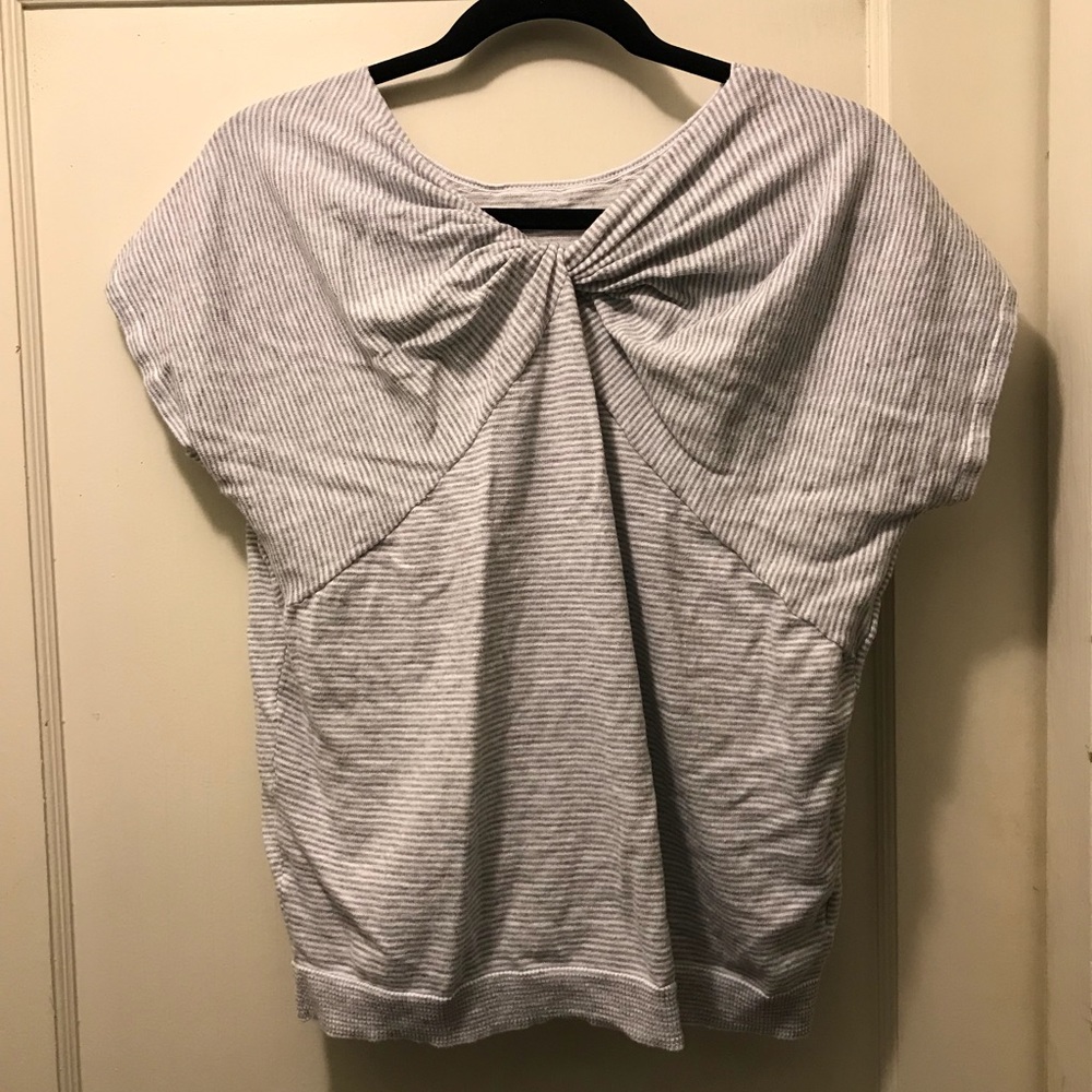 Loft Grey Stripe Sweater Tee with knot back